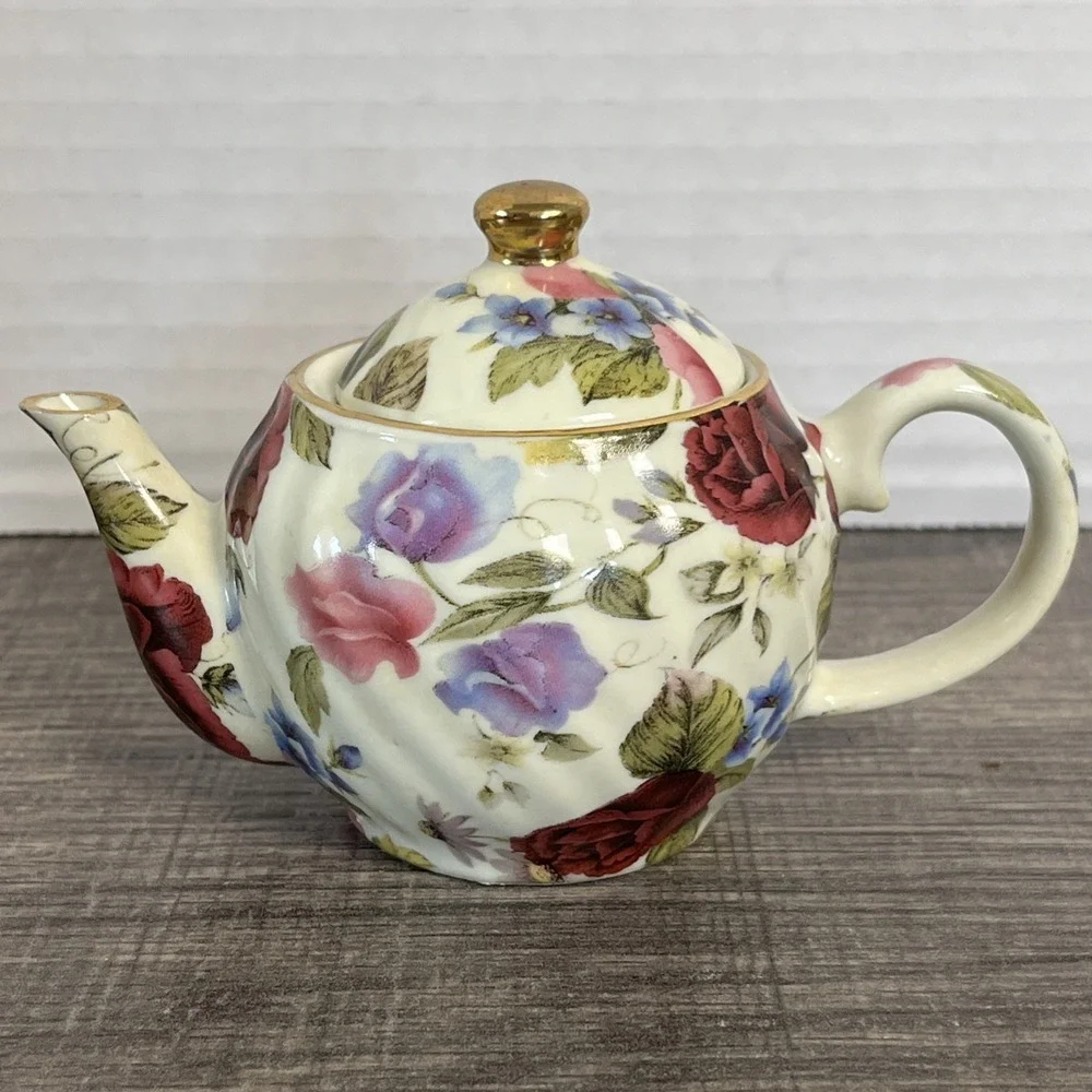 A Special Place Vintage‎ 2003 Mini Floral Tea Pot Rose Boho Cottage Decor Piece